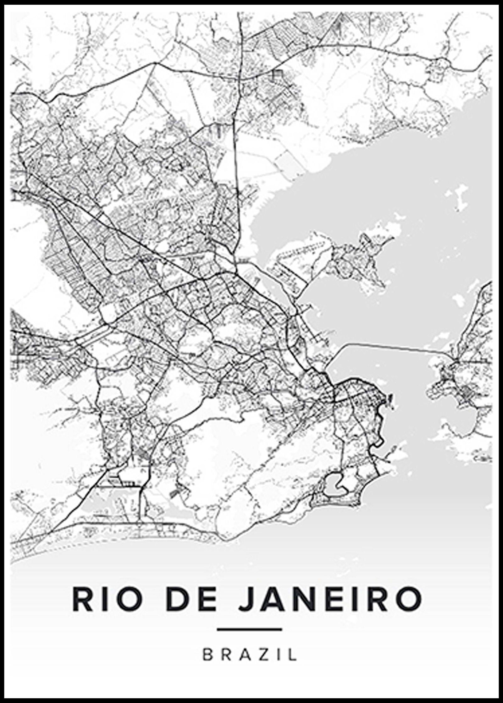 Rio De Janeiro Map Poster - Hakyarts