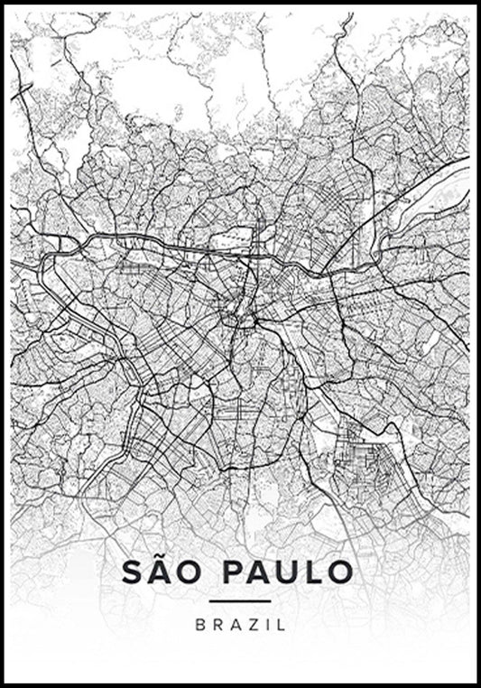 Sao Paulo Map Poster - Hakyarts