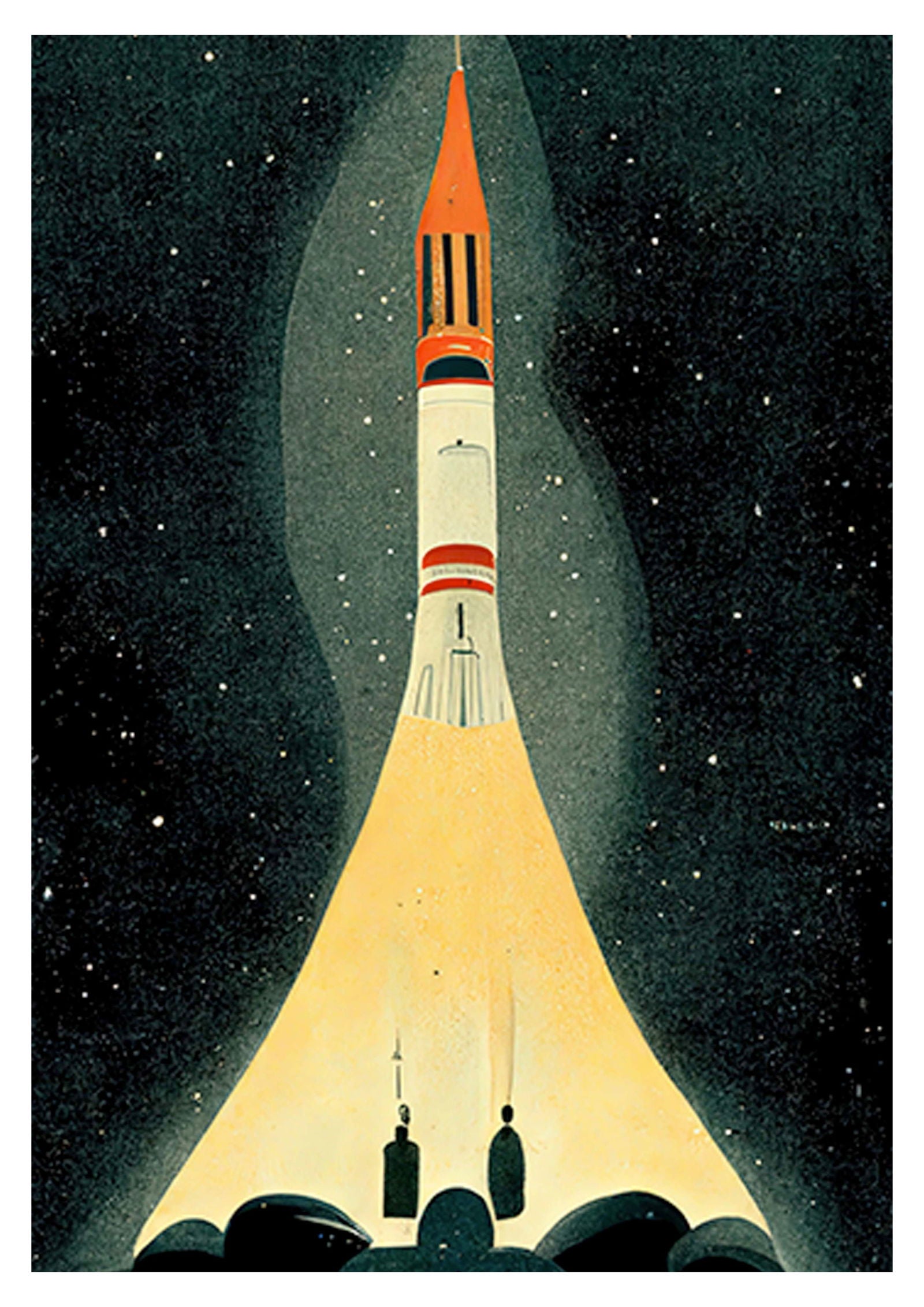 Space Launch Illustration Poster - Hakyarts