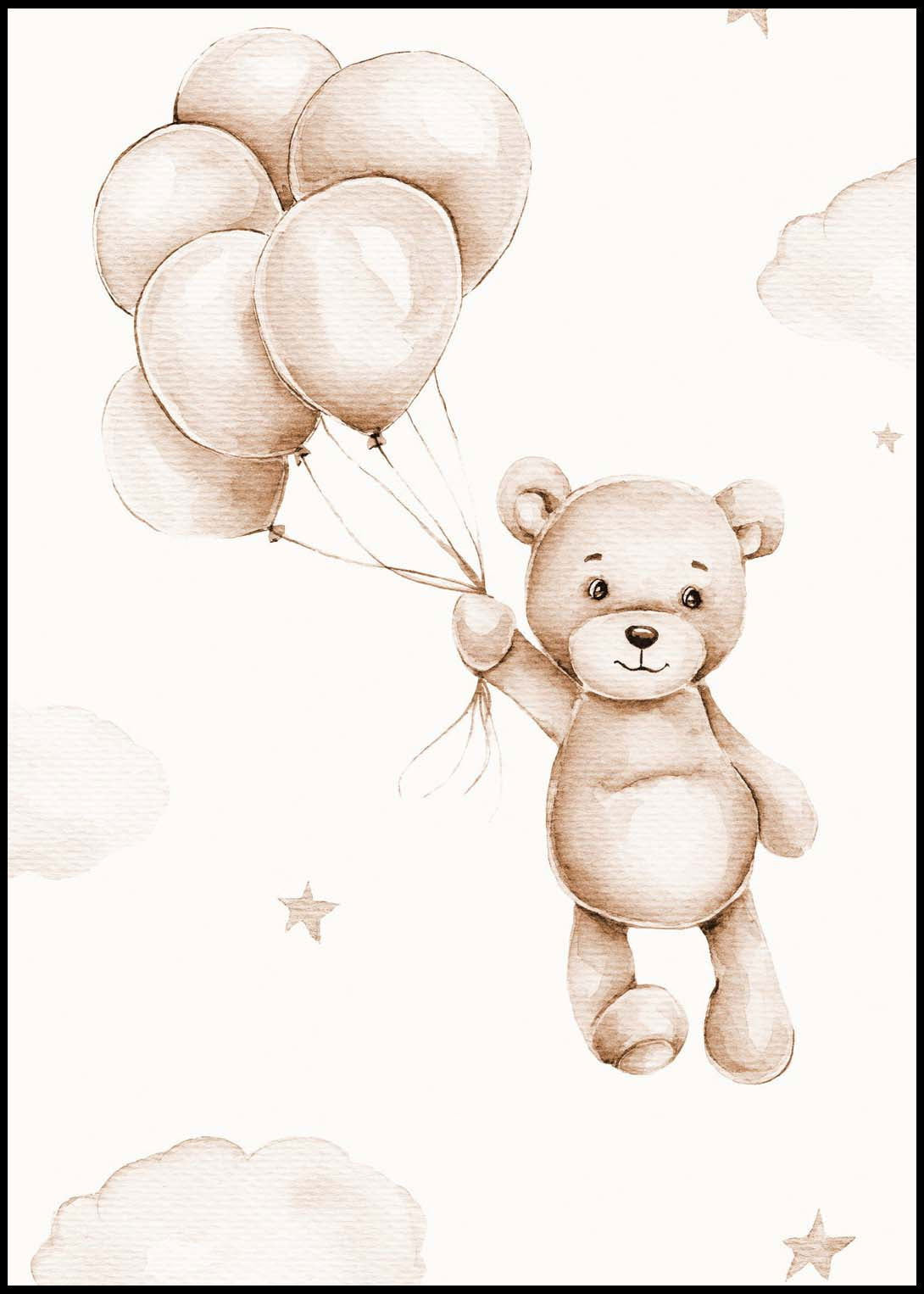 Teddy Bear with Balloons Poster - Hakyarts