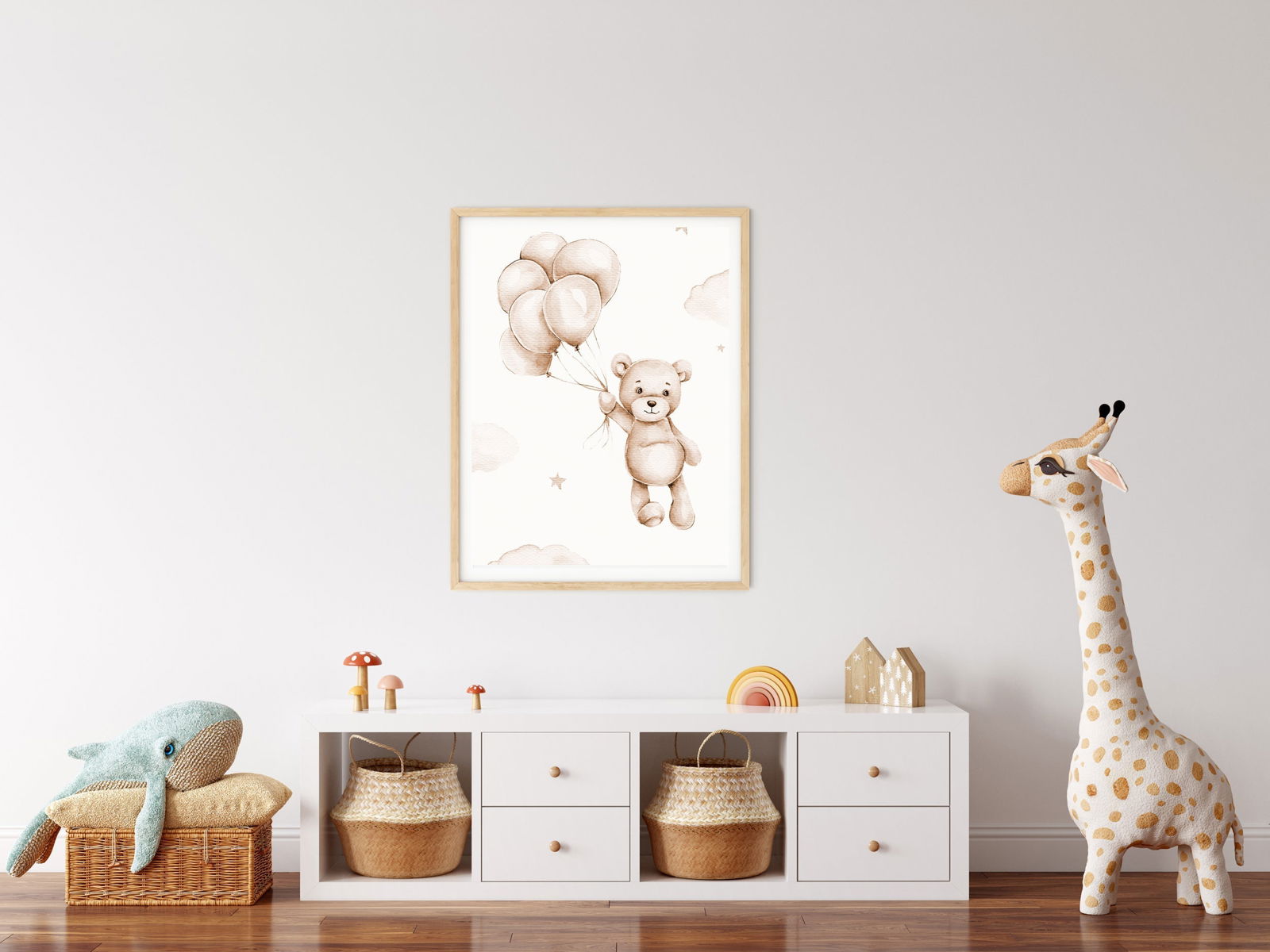 Teddy Bear with Balloons Poster - Hakyarts