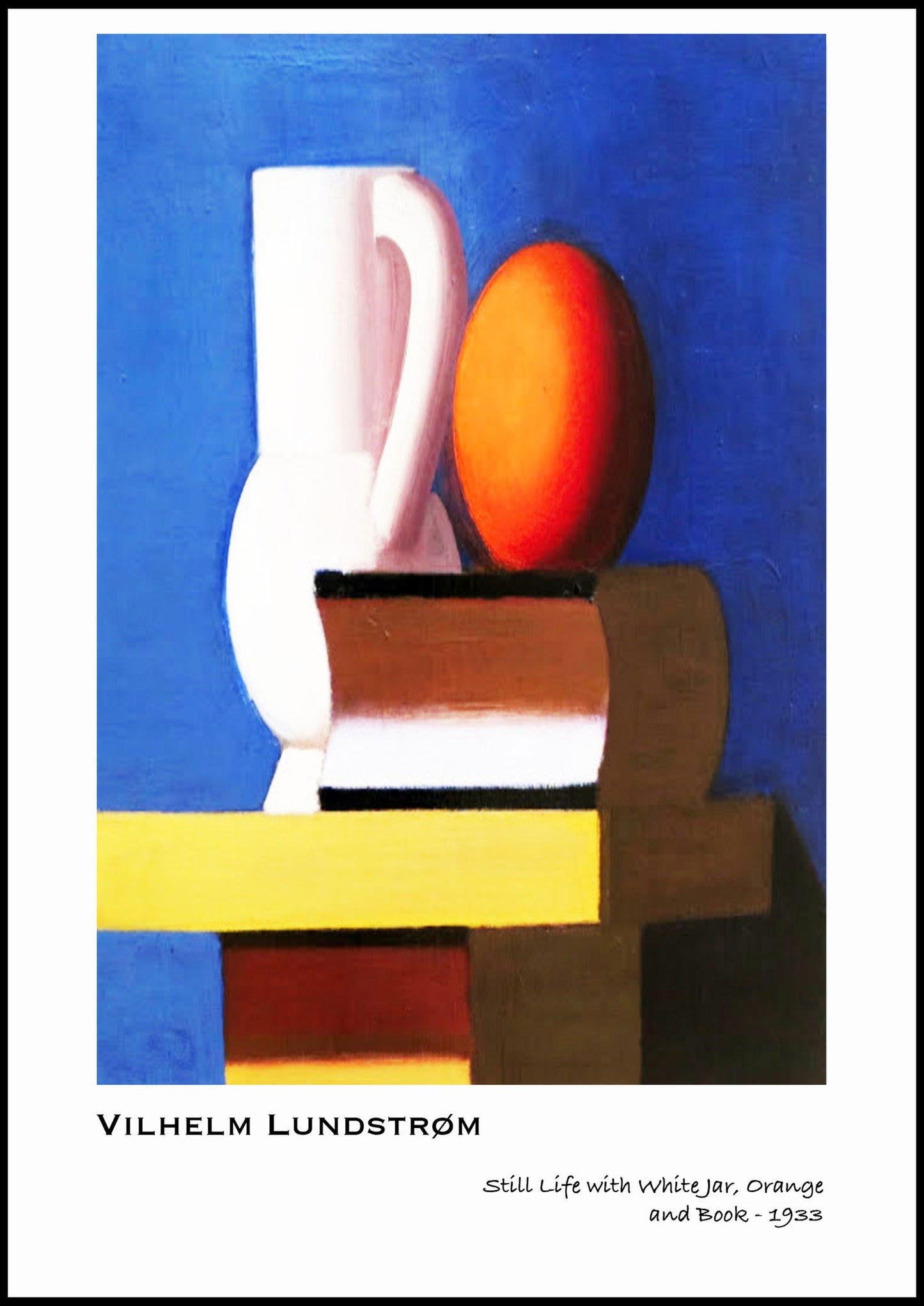 Vilhem Lundstrom - Still Life with White Jar, Orange and Book Poster - Hakyarts