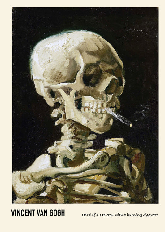 Vincent Van Gogh - Head of a Skeleton with a Burning Cigarette Poster - Hakyarts