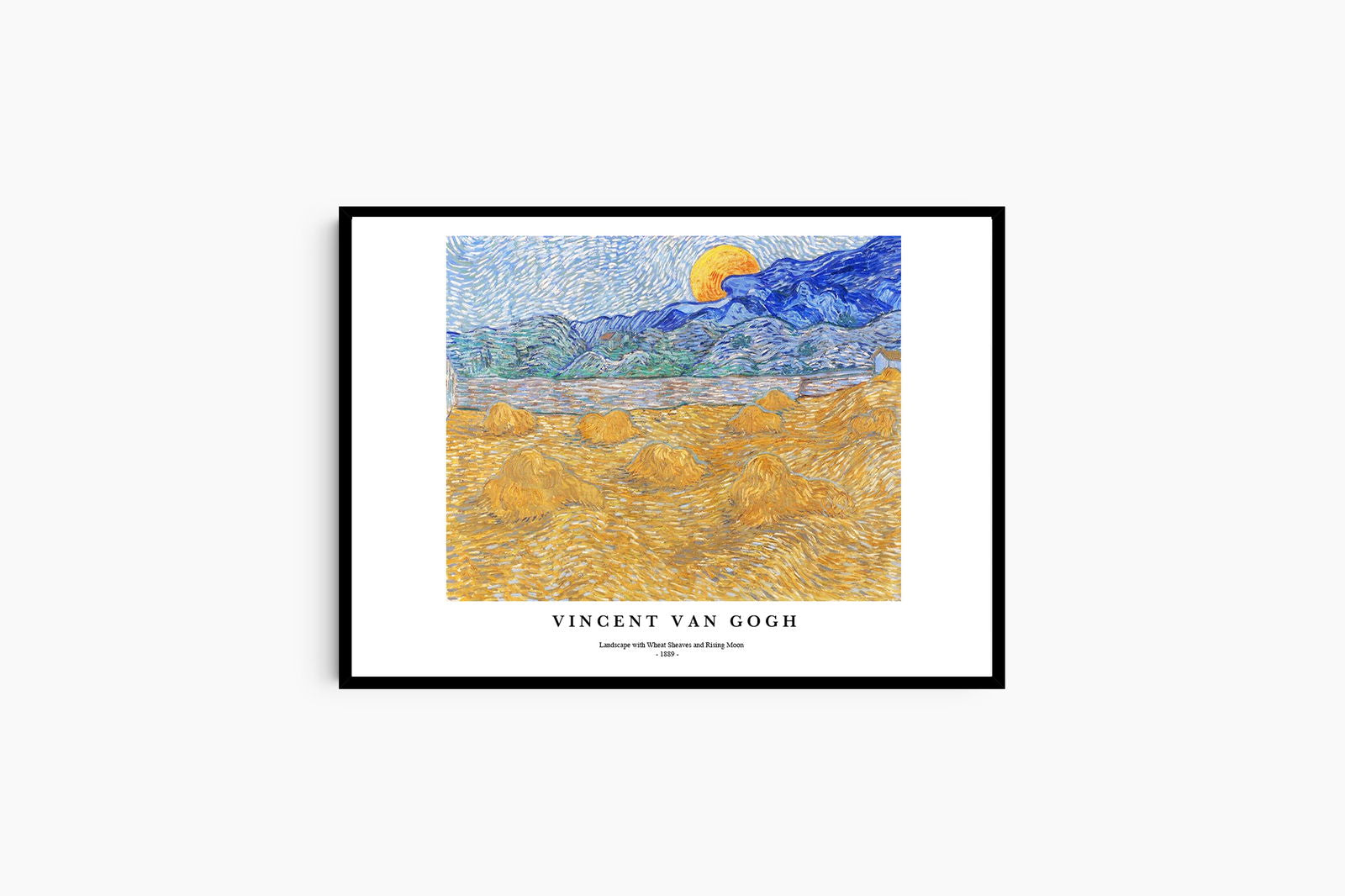 Vincent Van Gogh - Landscape with Wheat Sheaves and Rising Moon Poster - Hakyarts