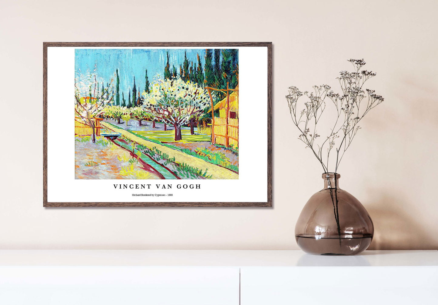 Vincent Van Gogh - Orchard Bordered by Cypresses Poster - Hakyarts