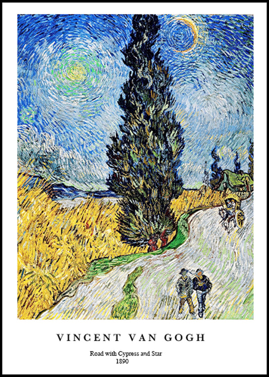 Vincent Van Gogh - Road with Cypress and Star Poster - Hakyarts