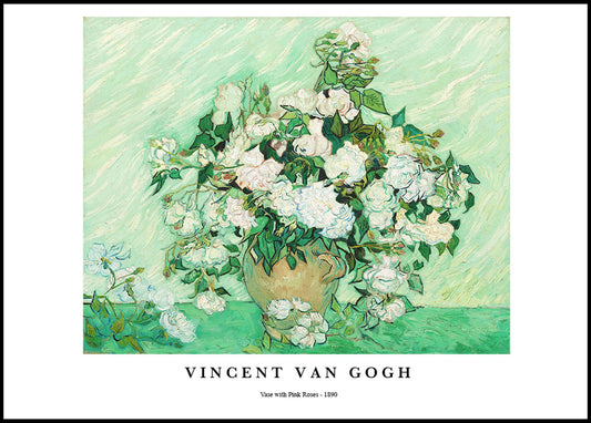 Vincent Van Gogh - Vase with Pink Roses Poster - Hakyarts