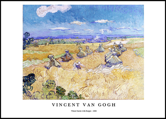 Vincent Van Gogh - Wheat Stacks with Reaper Poster - Hakyarts