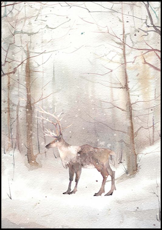 Watercolour Deer Poster - Hakyarts