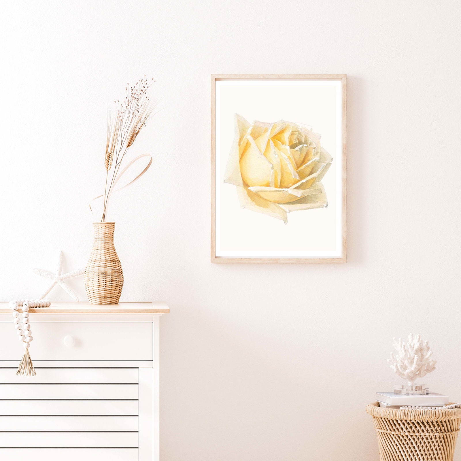 Yellow Floral Rose Poster - Hakyarts