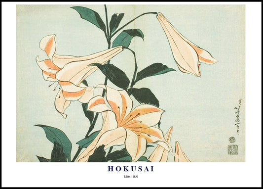 Katsushika Hokusai - Lilies Poster